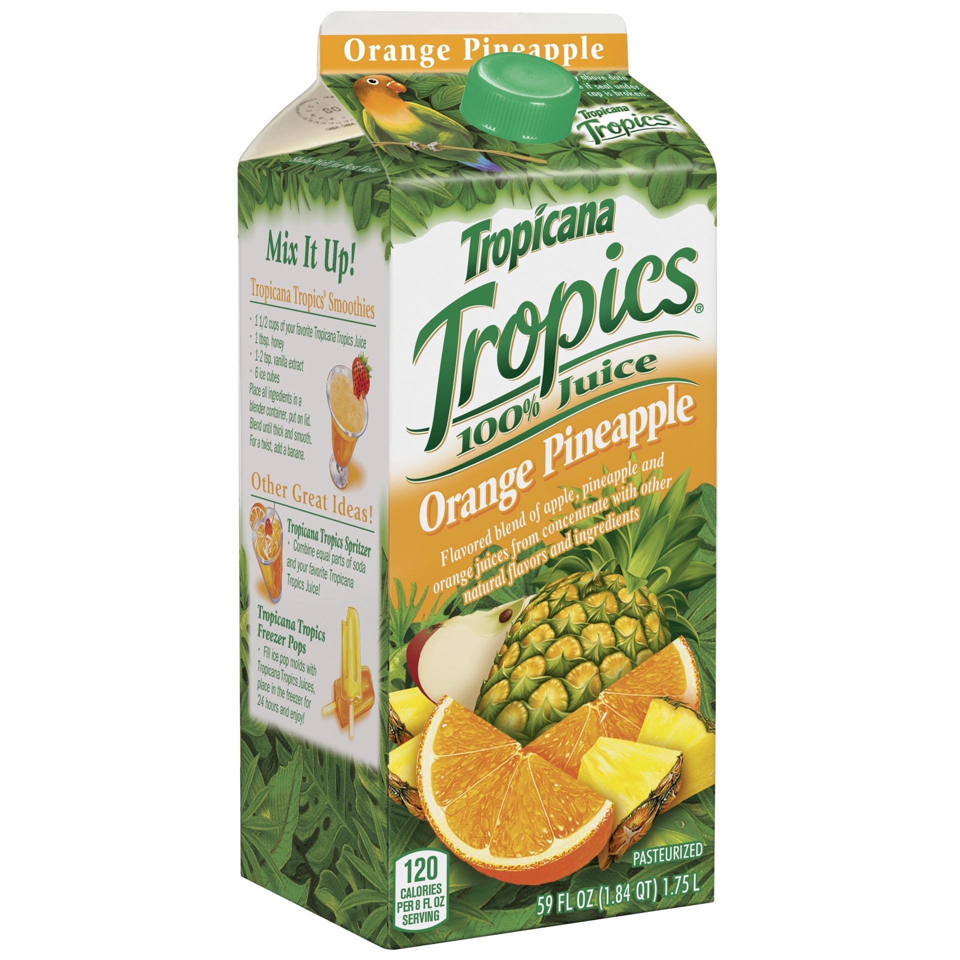 slide 1 of 10, Tropicana Tropics 100% Juice Blend Orange Pineapple Flavored 59 Fl Oz, 59 oz