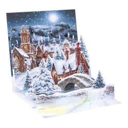 Up with Paper Christmas Pop-Up Greeting Card with Envelope, Midnight Village, Blank Inside