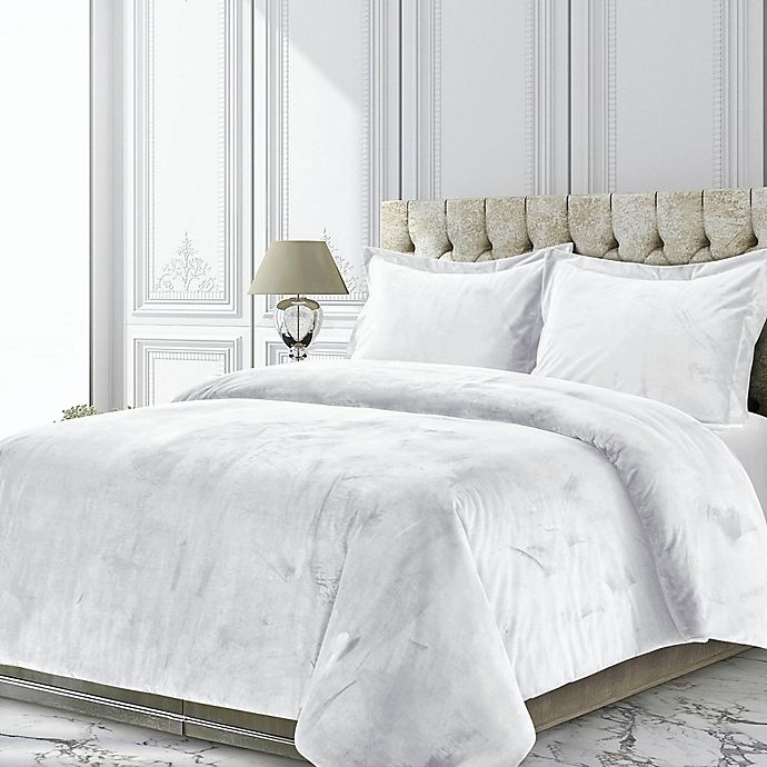 slide 1 of 1, Tribeca Living Venice Velvet Queen Duvet Cover Set - White, 3 ct