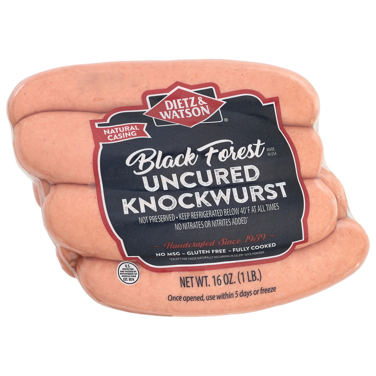 slide 1 of 13, Dietz & Watson Uncured Black Forest Knockwurst 16 oz, 16 oz