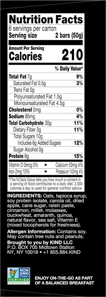 slide 3 of 3, KIND Protein Apple Cinnamon Breakfast Bars 6 - 1.76 oz Packs, 6 ct