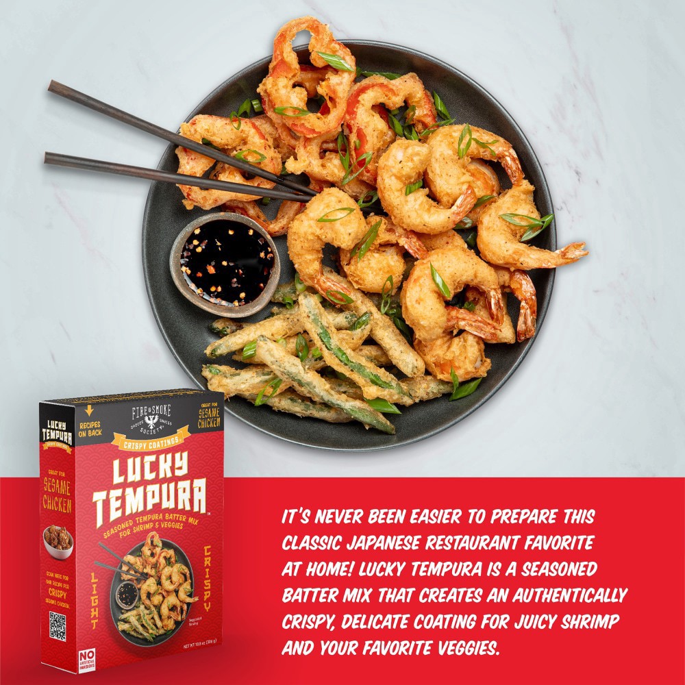 slide 4 of 4, Fire & Smoke Society® Lucky Tempura™ Crispy Coatings® Seasoned Tempura Batter Mix, 10.8 oz