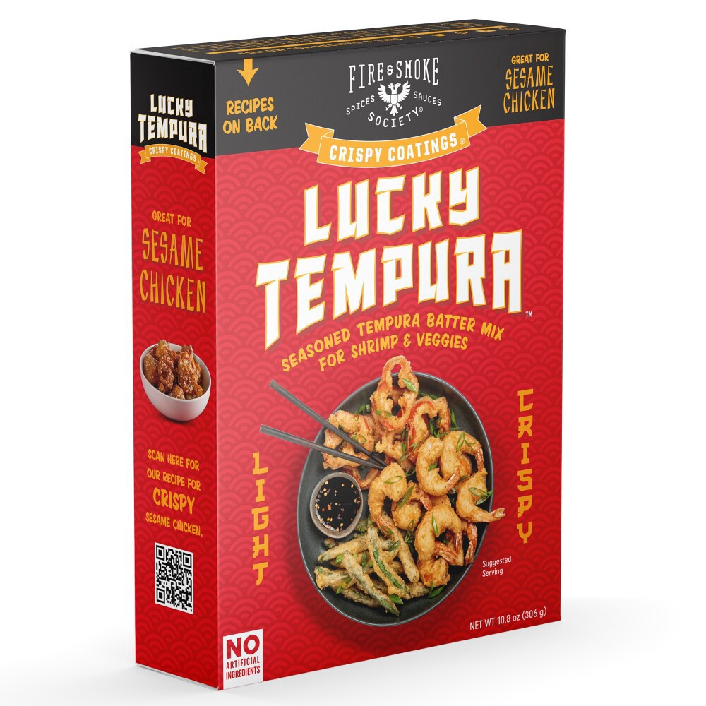slide 2 of 4, Fire & Smoke Society® Lucky Tempura™ Crispy Coatings® Seasoned Tempura Batter Mix, 10.8 oz