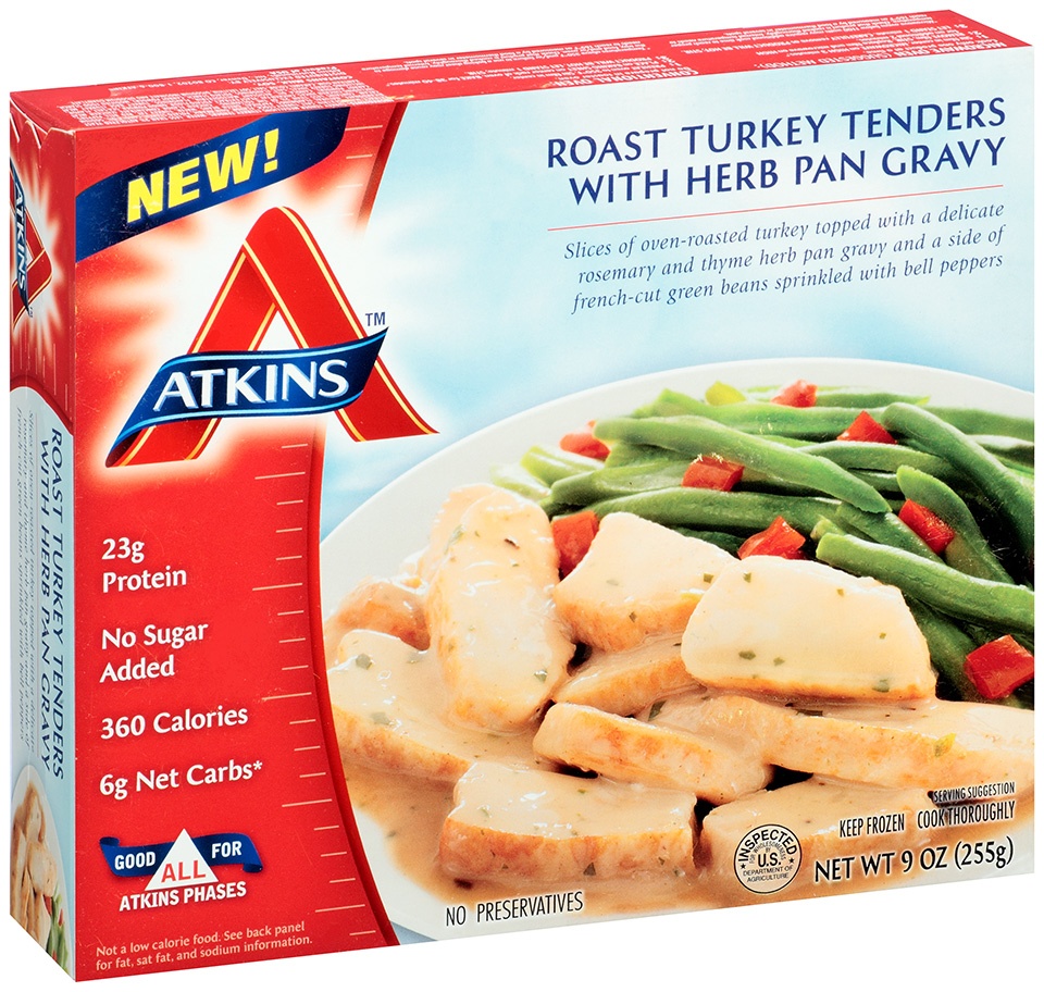 slide 1 of 1, Atkins Roasted Turkey Tenders with Herb Pan Gravy, 9 oz