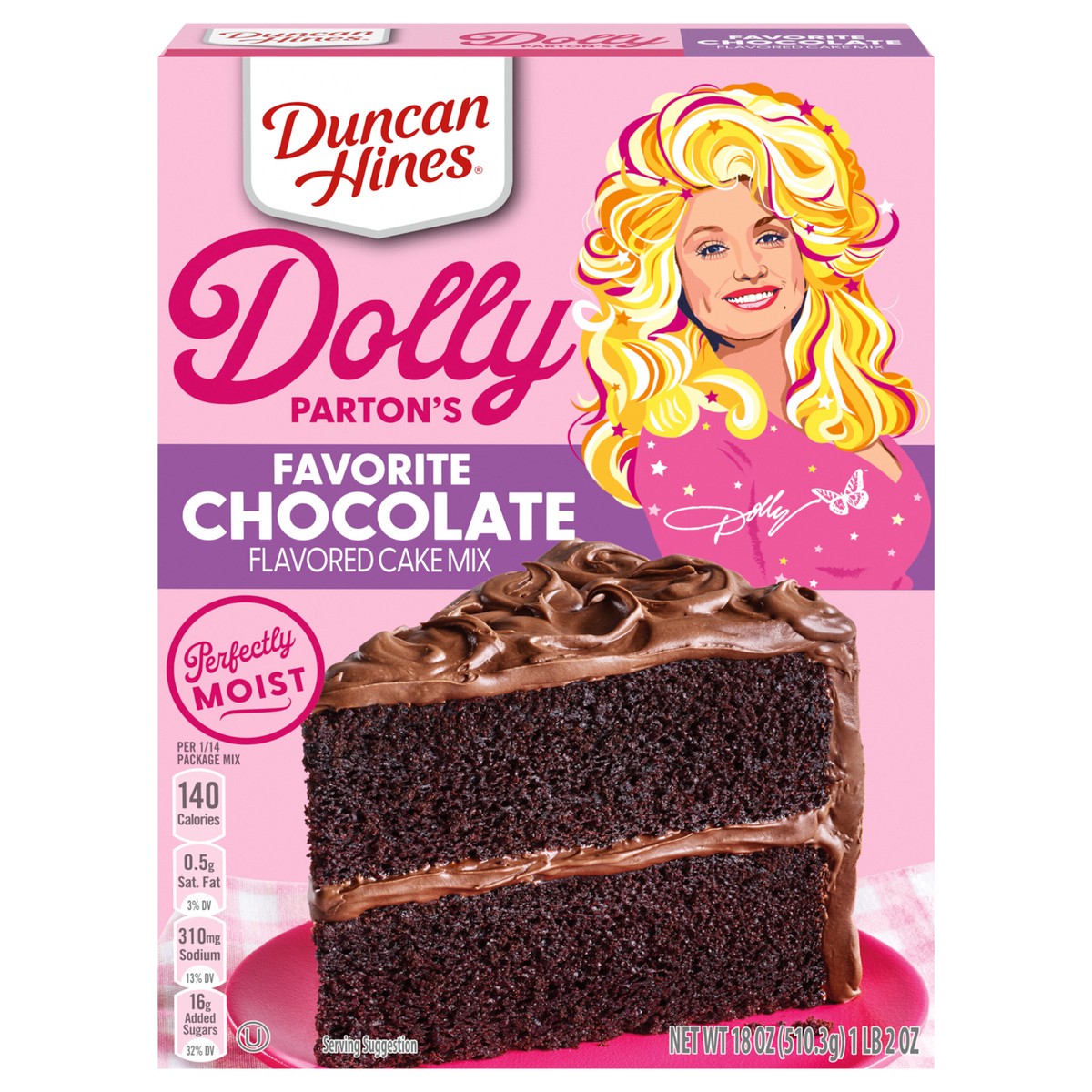 slide 1 of 5, Duncan Hines Dolly Parton's Favorite Chocolate Flavored Cake Mix, 18 oz., 18 oz