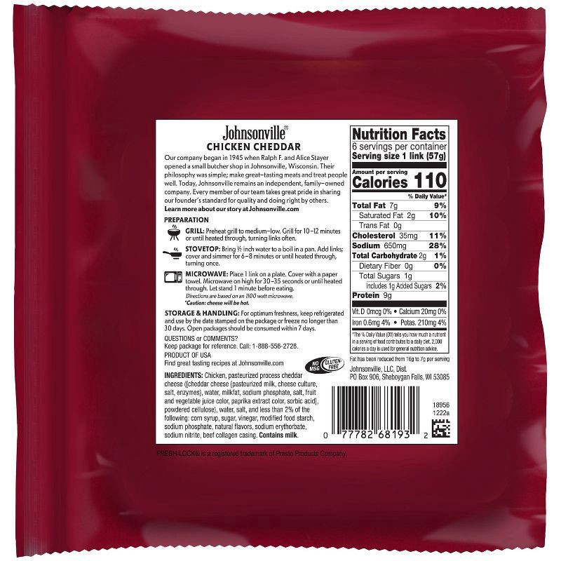 slide 2 of 3, Johnsonville Beddar With Cheddar Chicken Smoked Links - 14oz/6ct, 6 ct; 14 oz