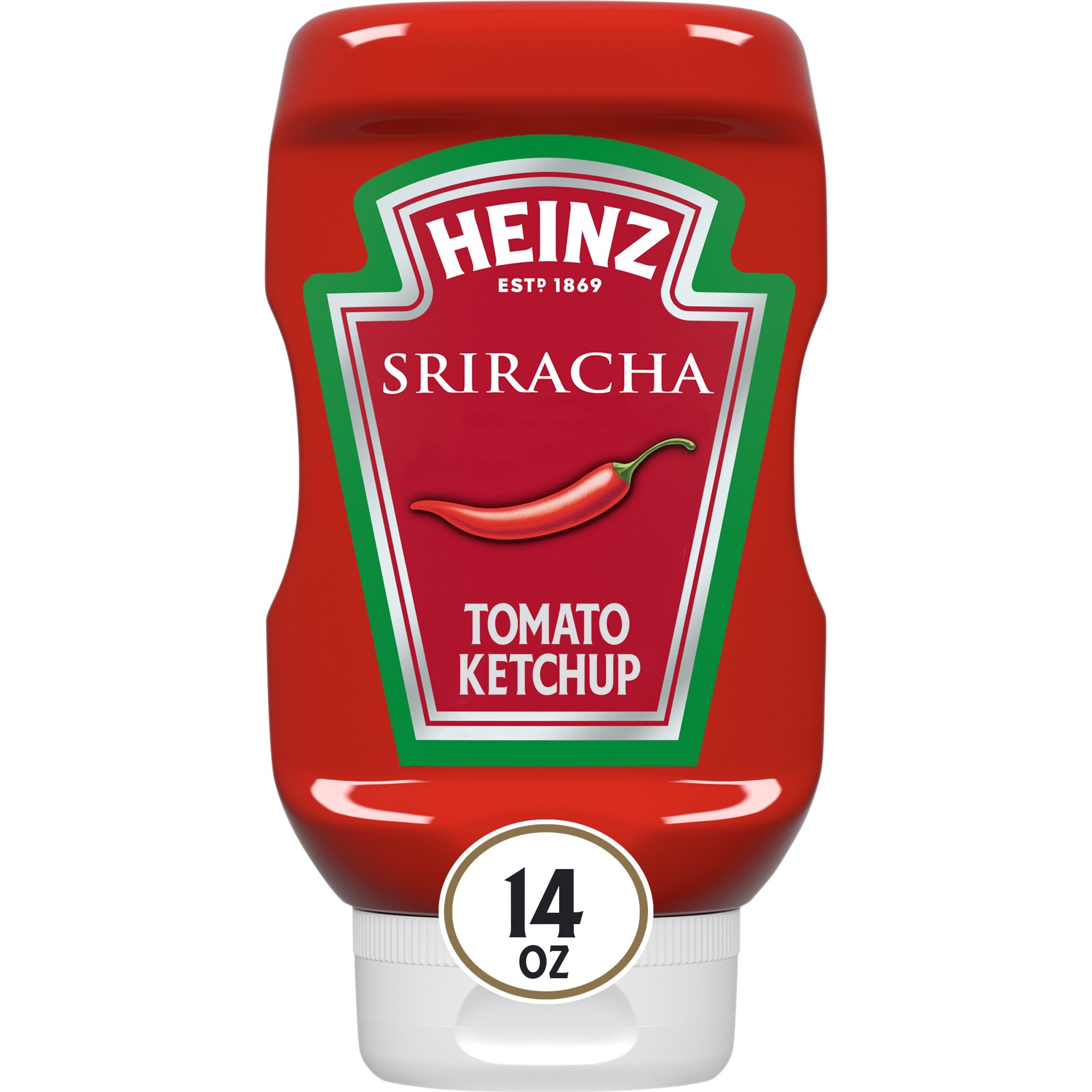 slide 1 of 12, Heinz Sriracha Tomato Ketchup Blended with Sriracha Sauce, 14 oz Bottle, 14 oz