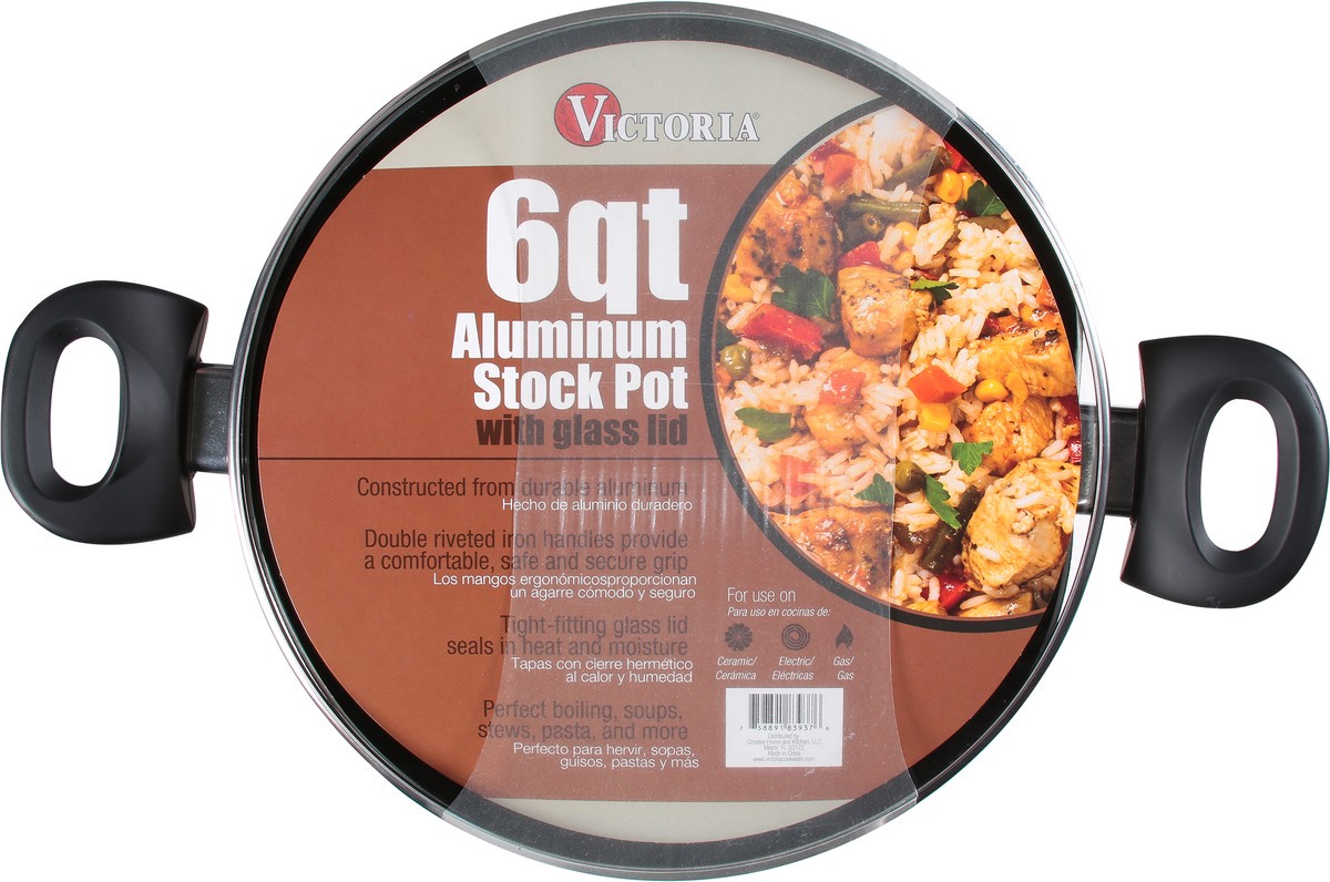 slide 7 of 9, Victoria 6 Quart Aluminum Stock Pot with Glass Lid 1 ea, 1 ct