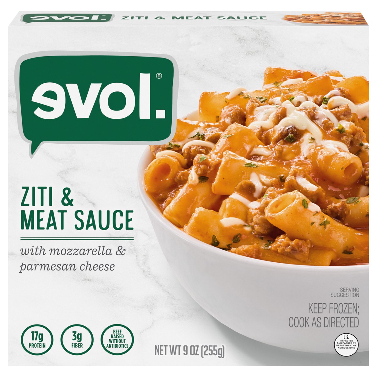 slide 1 of 2, EVOL Evol Ziti and Meat Sauce, Frozen Meal, 9 oz, 9 oz
