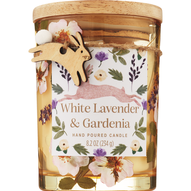 slide 1 of 1, DECORWARE Decaled Cylinder With Wood Lid And Wooden Bunny Accent, 8.2 oz