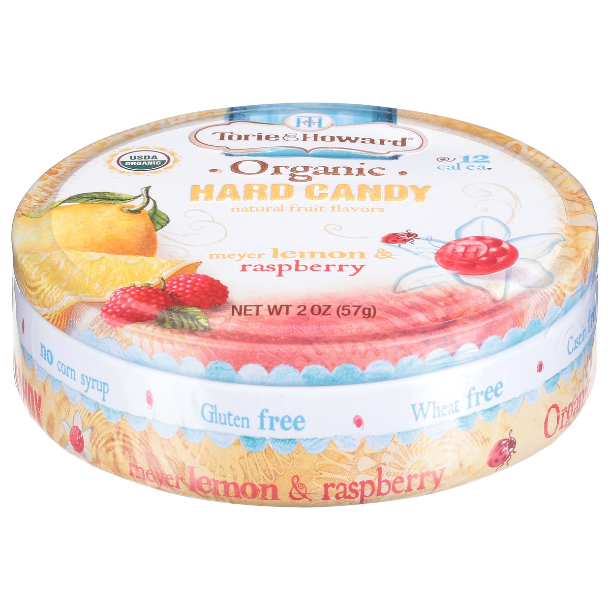 slide 1 of 1, Torie & Howard Organic Meyer Lemon & Raspberry Hard Candy 2 oz, 2 oz