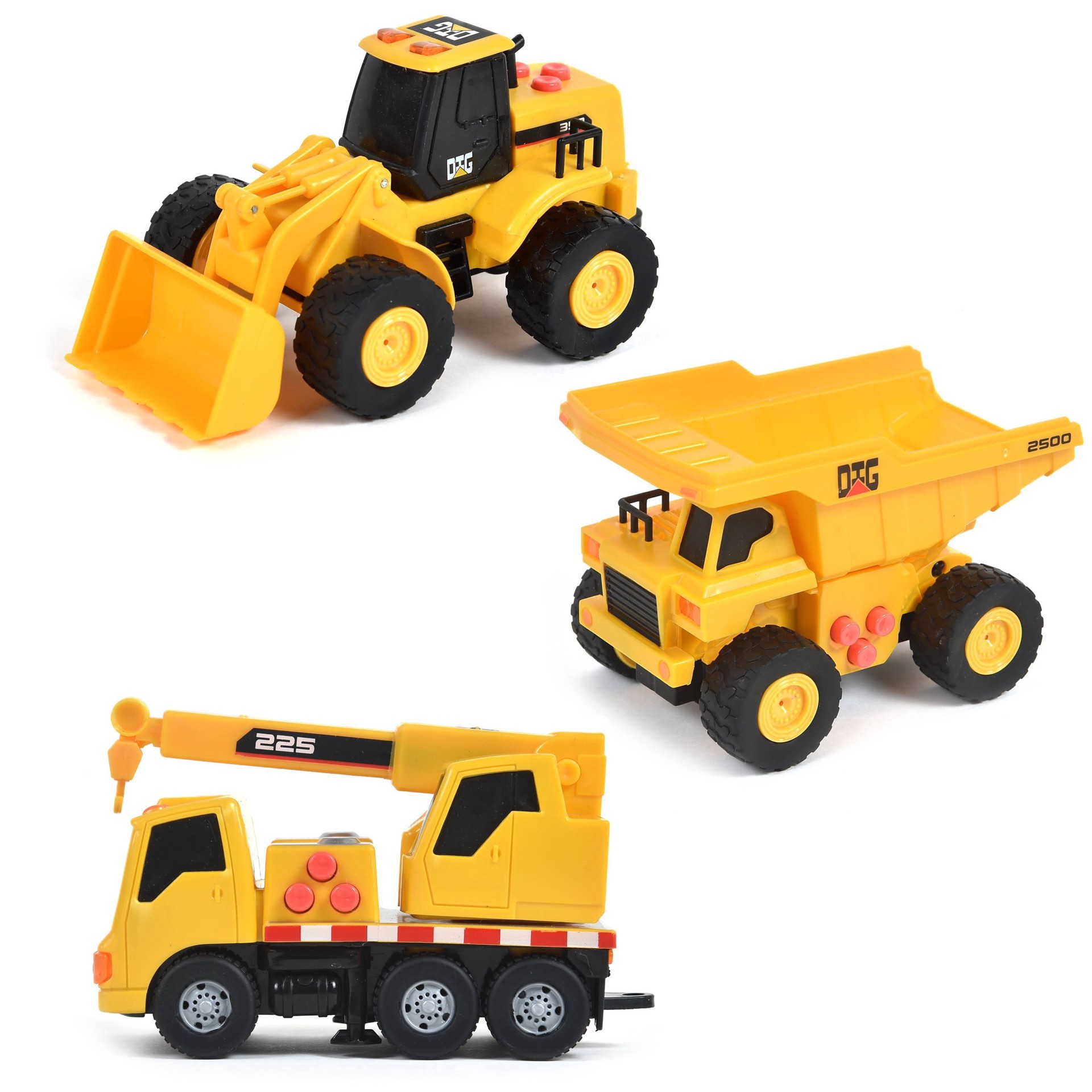 slide 7 of 9, Maxx Action Mini Construction Lights & Sounds Vehicles – Front End Loader, Excavator and Dump Truck - 3pk, 3 ct