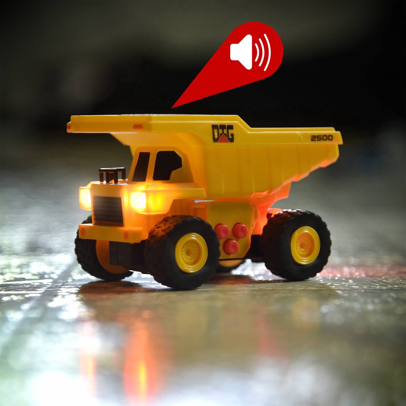 slide 5 of 9, Maxx Action Mini Construction Lights & Sounds Vehicles – Front End Loader, Excavator and Dump Truck - 3pk, 3 ct