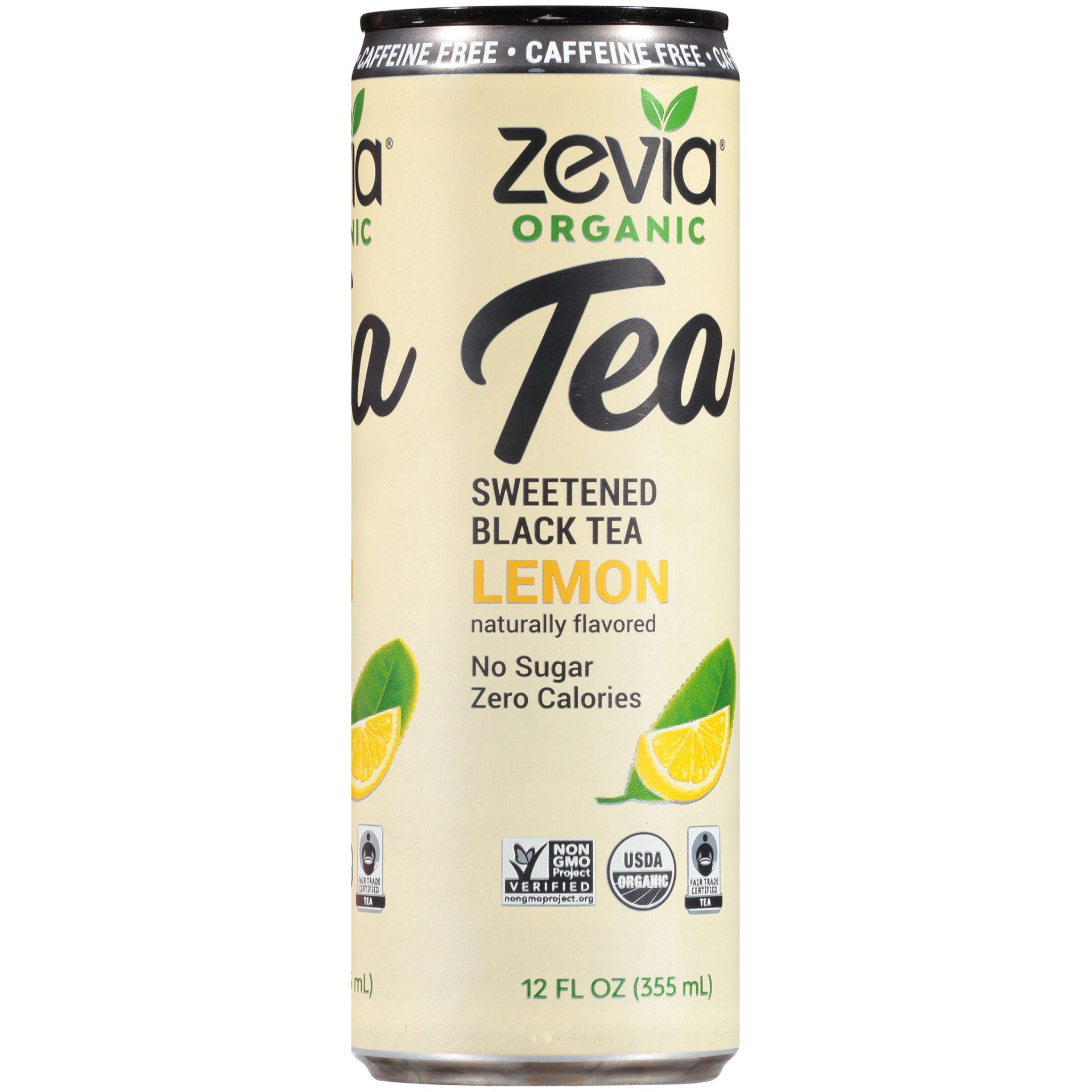 slide 3 of 6, Zevia Caffeine Free Sweetened Lemon Organic Black Tea, 12 fl oz