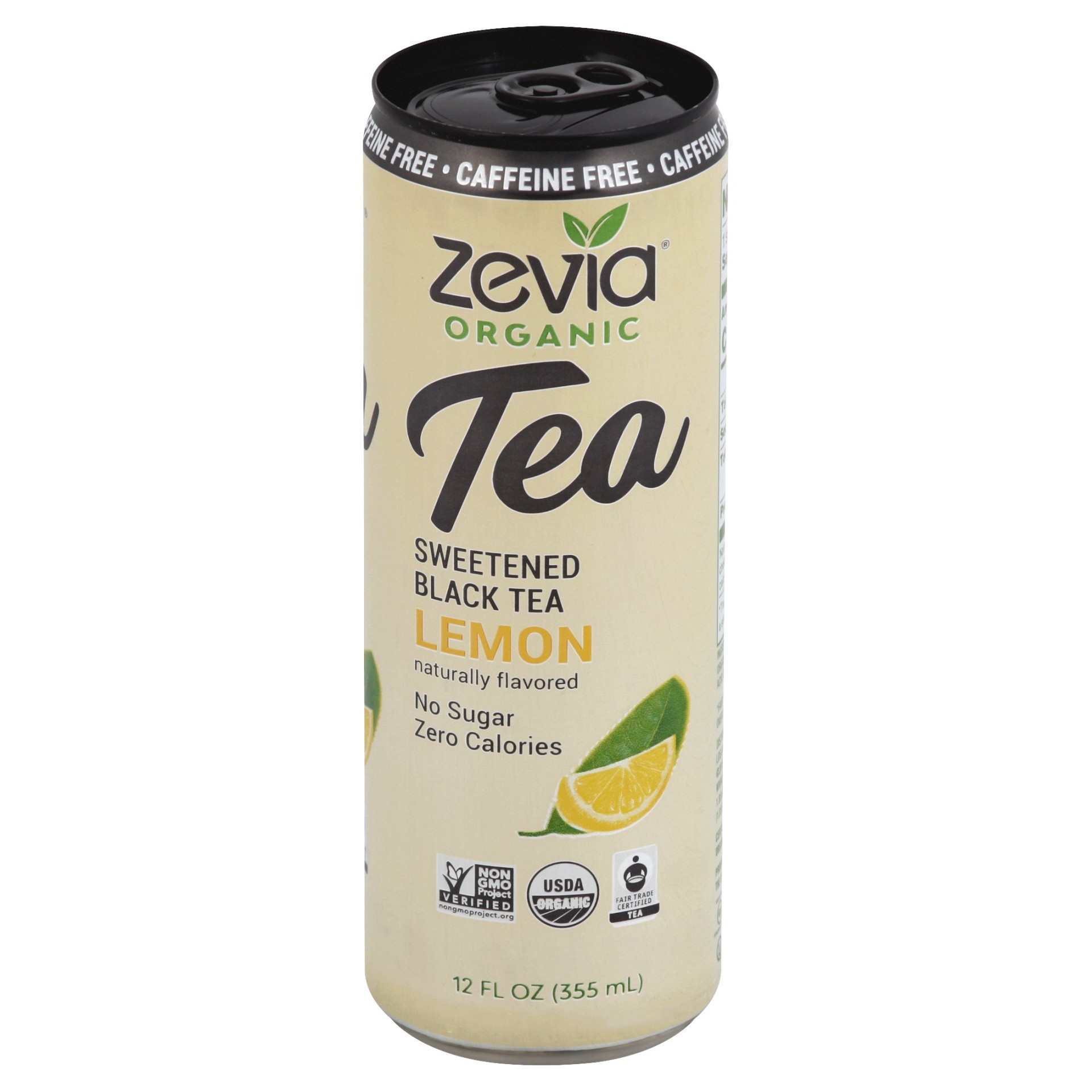 slide 1 of 6, Zevia Caffeine Free Sweetened Lemon Organic Black Tea, 12 fl oz