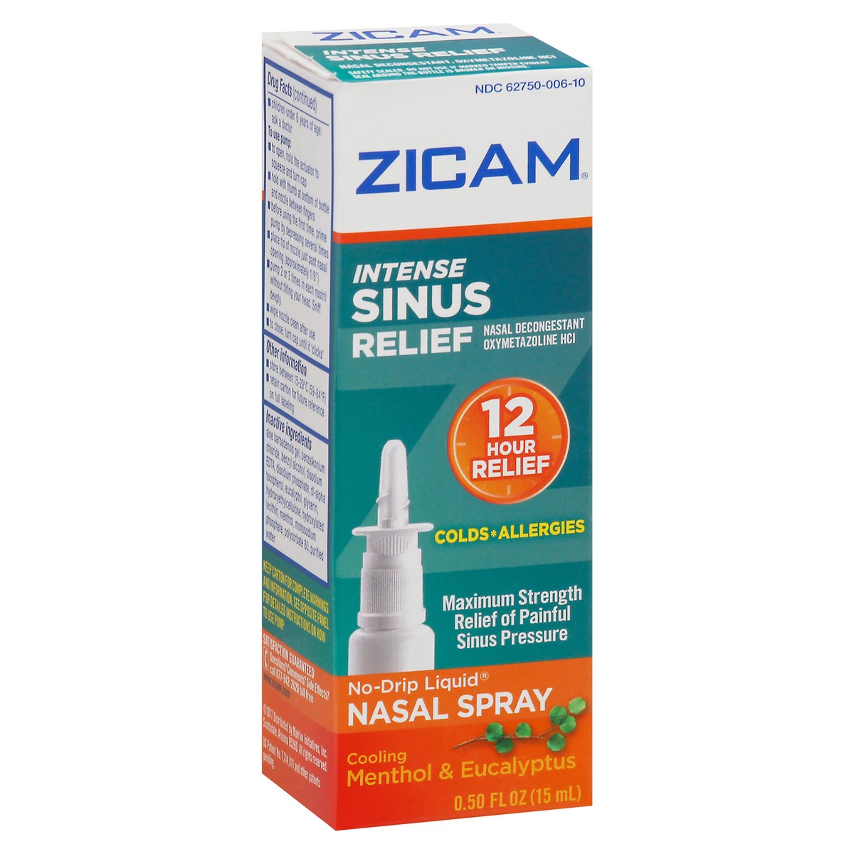 slide 2 of 10, Zicam Intense Sinus Relief No-Drip Liquid Nasal Spray 0.5 fl oz Box, 0.5 fl oz