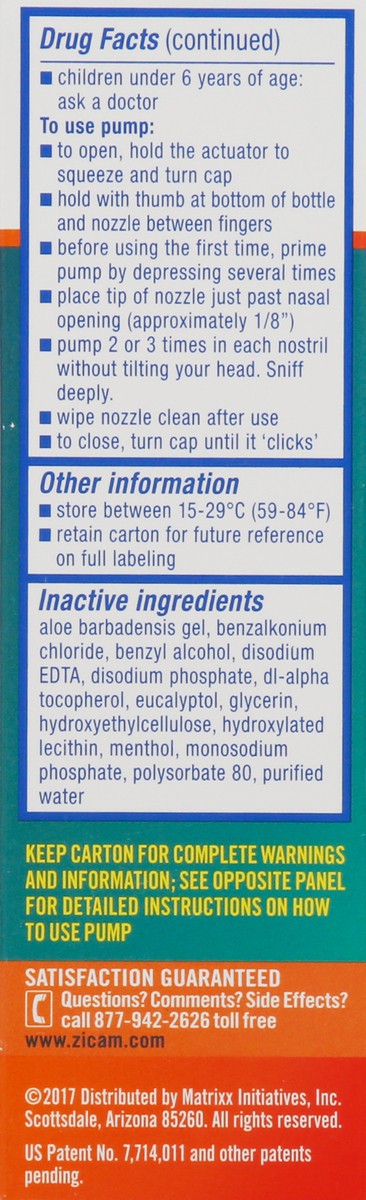 slide 6 of 10, Zicam Intense Sinus Relief No-Drip Liquid Nasal Spray 0.5 fl oz Box, 0.5 fl oz