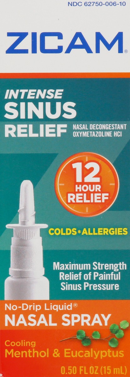 slide 8 of 10, Zicam Intense Sinus Relief No-Drip Liquid Nasal Spray 0.5 fl oz Box, 0.5 fl oz