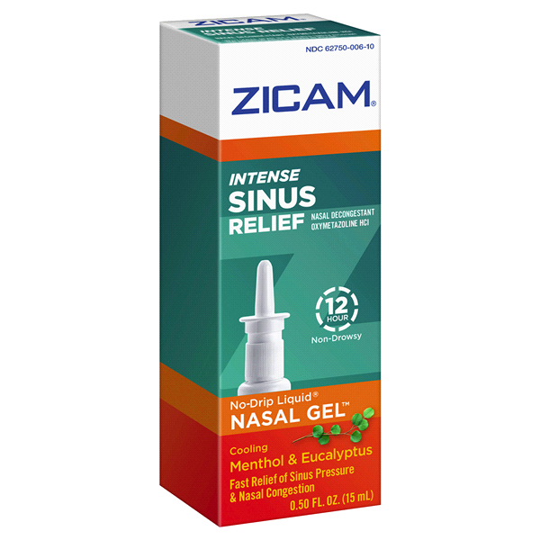 slide 1 of 10, Zicam Intense Sinus Relief No-Drip Liquid Nasal Spray 0.5 fl oz Box, 0.5 fl oz
