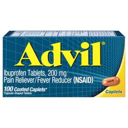 Advil Pain Reliever and Fever Reducer, Ibuprofen 200mg for Pain Relief - 100 Coated Caplets