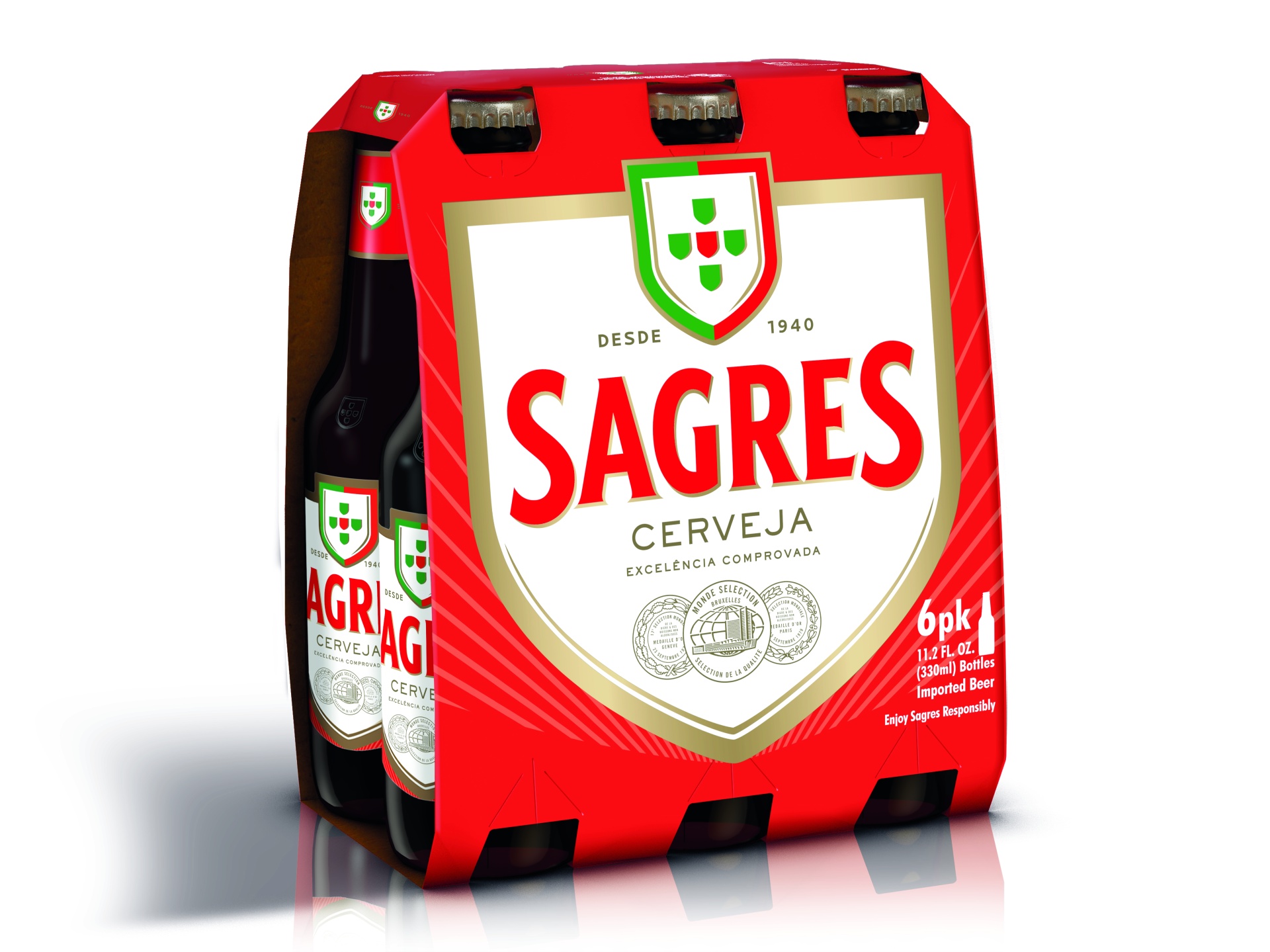 slide 1 of 1, Sagres Branca Lager Beer, 11.2 oz