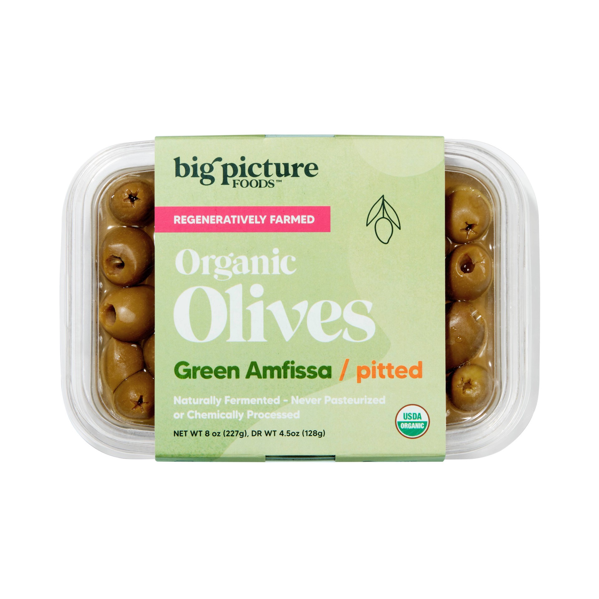 slide 1 of 7, Big Picture Foods Organic Amfissa Pitted Olives - 8oz, 8 oz