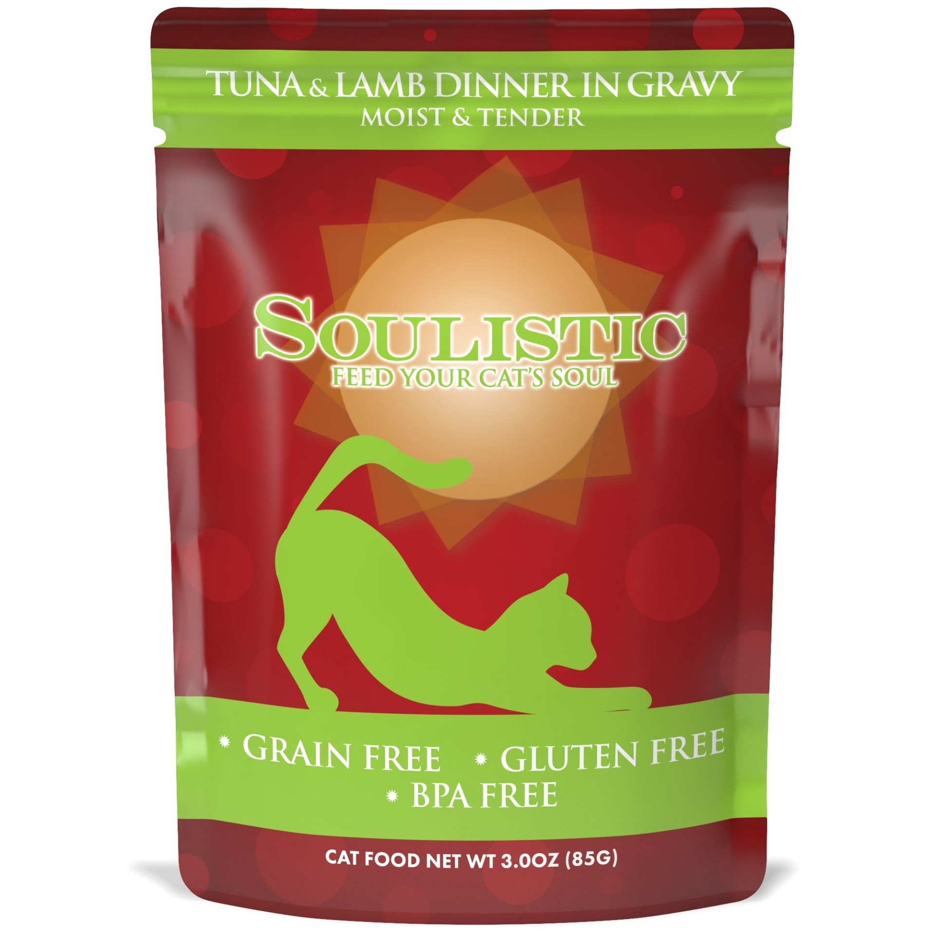 slide 1 of 1, Soulistic Moist & Tender Tuna & Lamb Dinner in Gravy Adult Cat Food Pouches, 3 oz