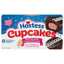 Hostess Chocolate Cupcakes, Dark Chocolate Snack Cakes with Raspberry Artificially Flavored Filling, 12.7 oz Box
