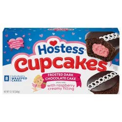 Hostess Chocolate Cupcakes, Dark Chocolate Snack Cakes with Raspberry Artificially Flavored Filling, 12.7 oz Box