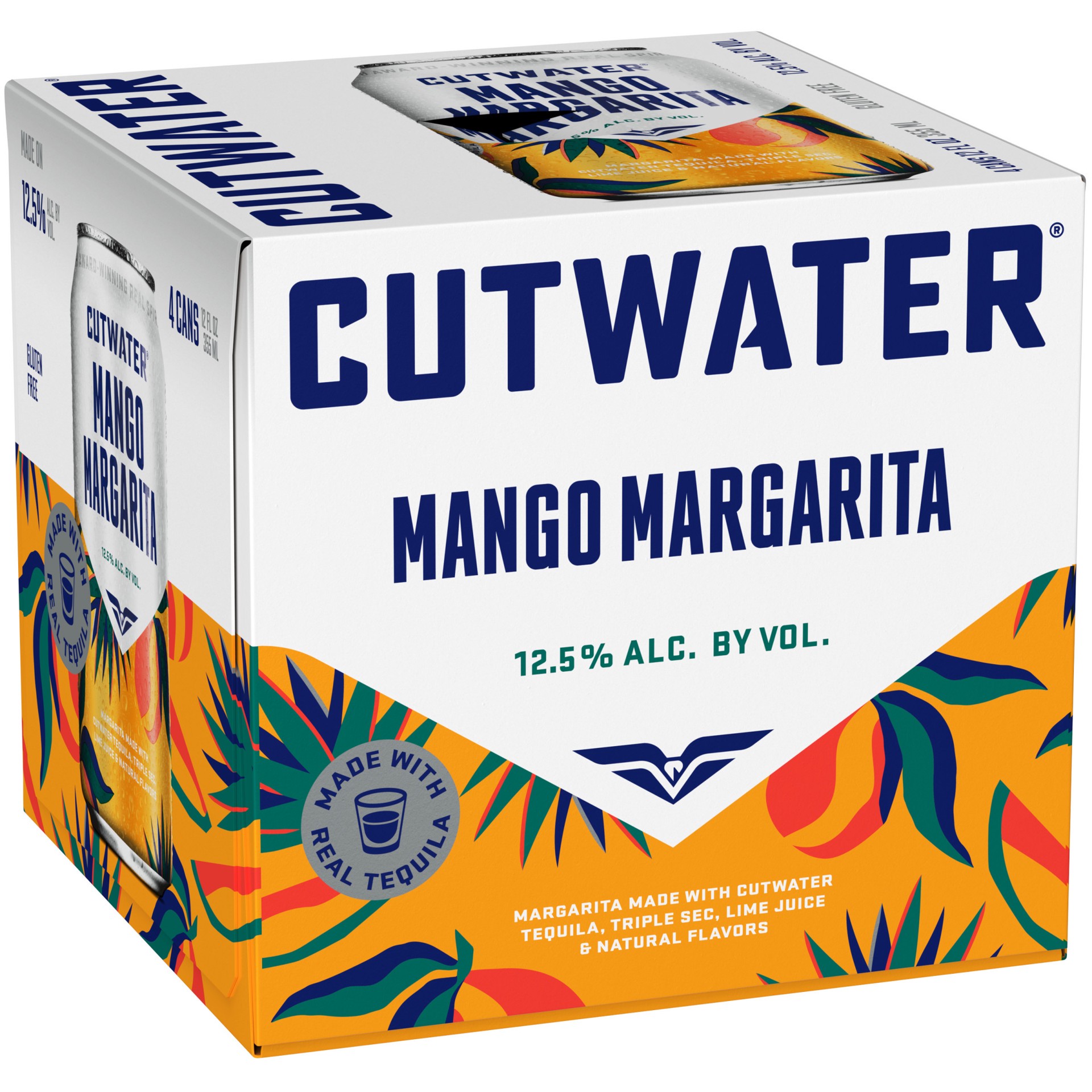 slide 1 of 5, Cutwater Spirits Mango Margarita Canned Cocktail, 48 fl oz