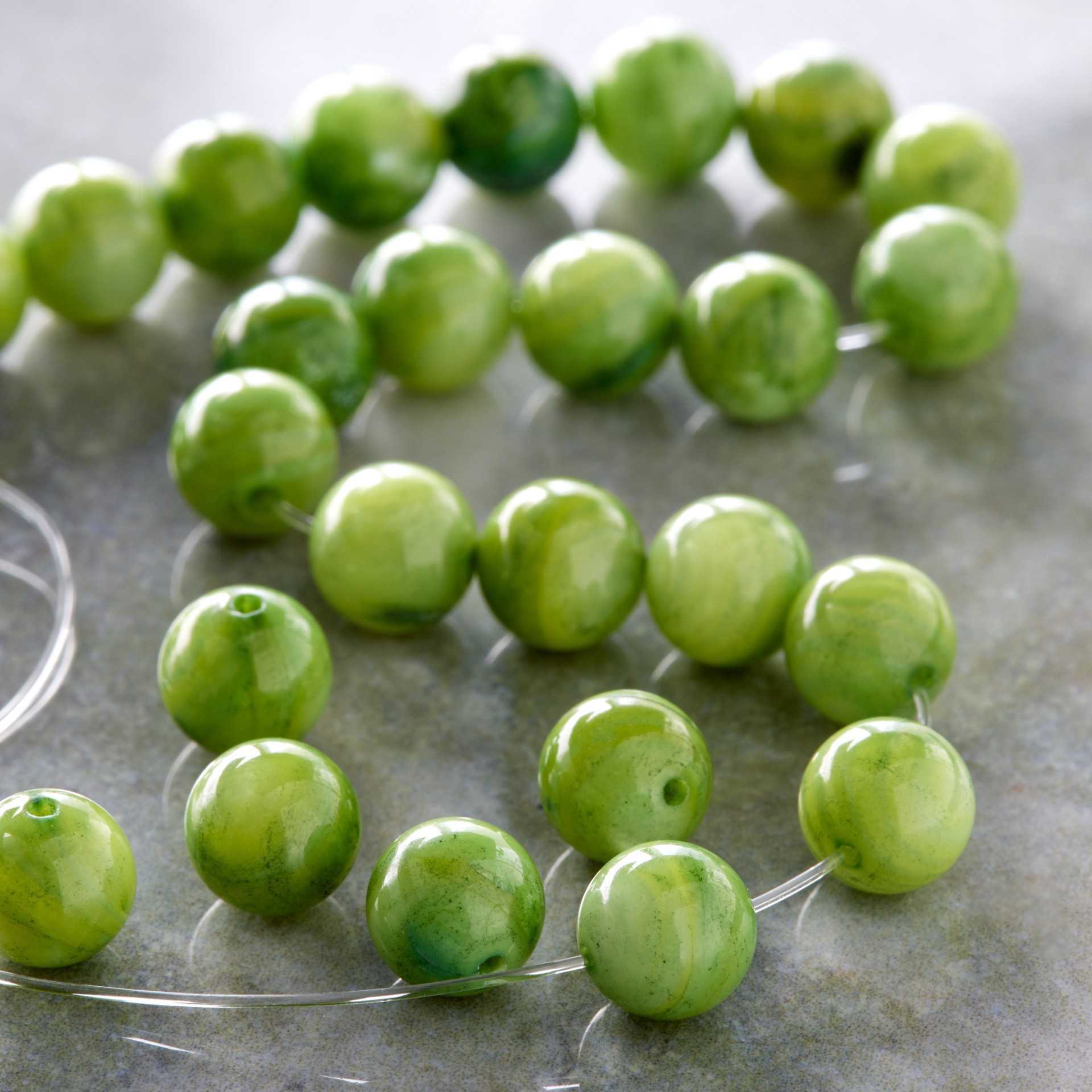 slide 3 of 3, Green Shell Round Beads, 8mm By Bead Landing, 8mm