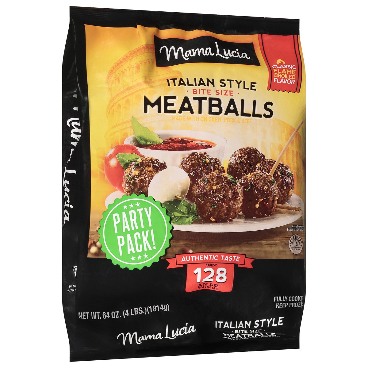slide 8 of 13, Mama Lucia Italian Style Classic Flame Broiled Flavor Meatballs Bite Size Party Pack 64 oz, 64 oz