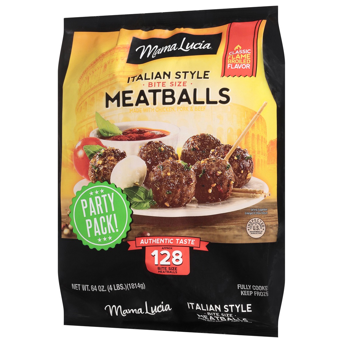 slide 3 of 13, Mama Lucia Italian Style Classic Flame Broiled Flavor Meatballs Bite Size Party Pack 64 oz, 64 oz