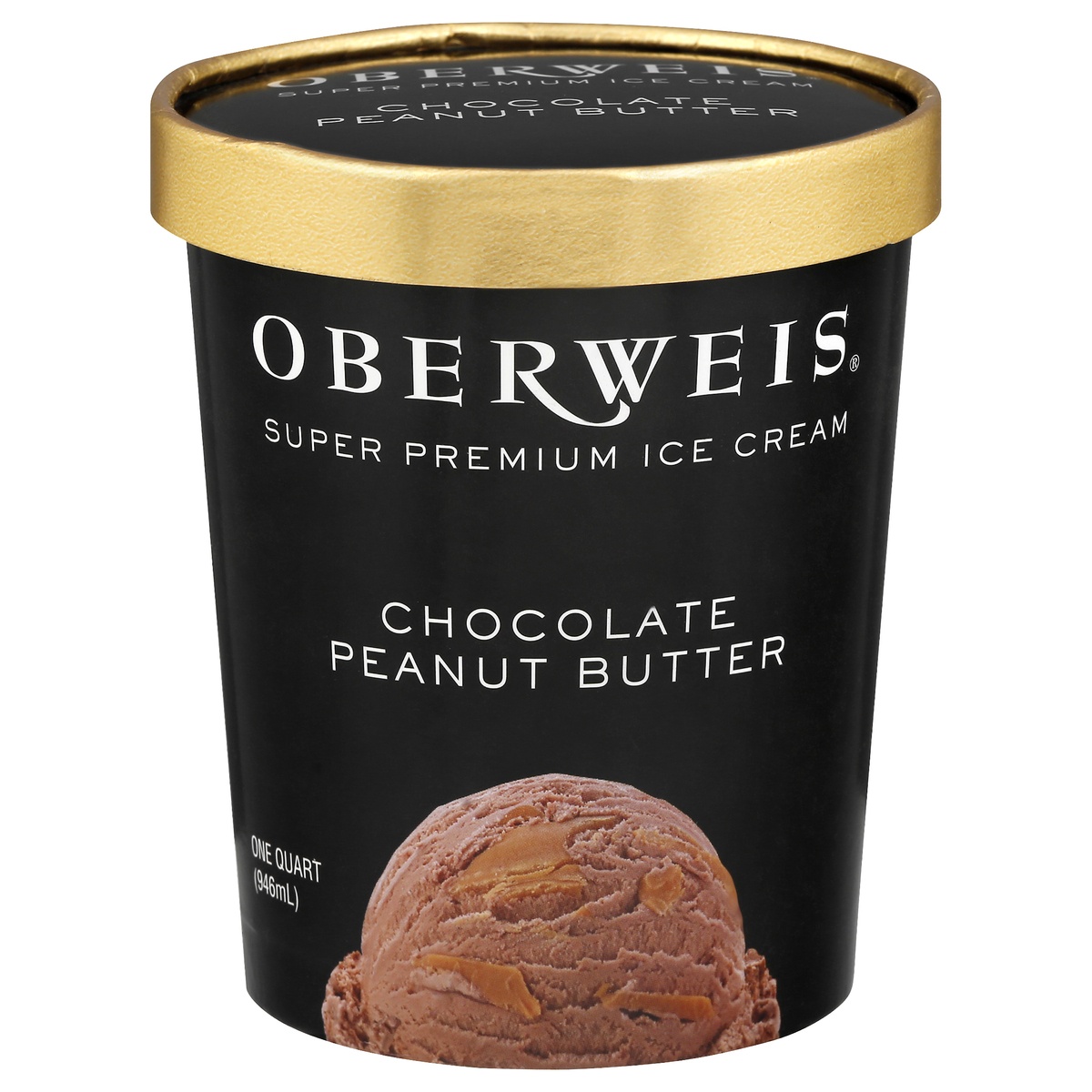 slide 1 of 1, Oberweis Ice Cream, Super Premium, Chocolate Peanut Butter, 1 qt