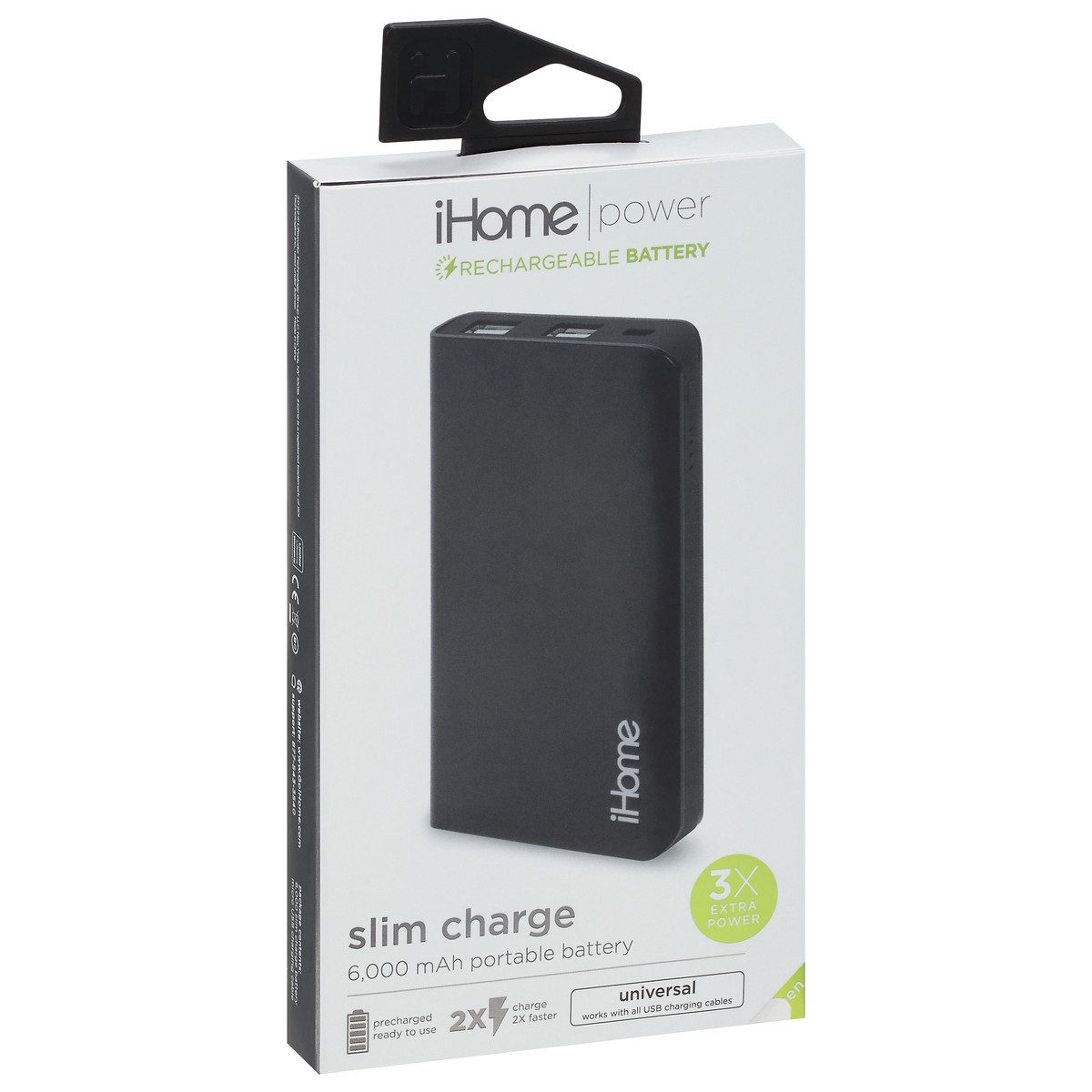 slide 9 of 9, iHome Power 6,000 mah Slim Charge Portable Battery 1 ea, 1 ct