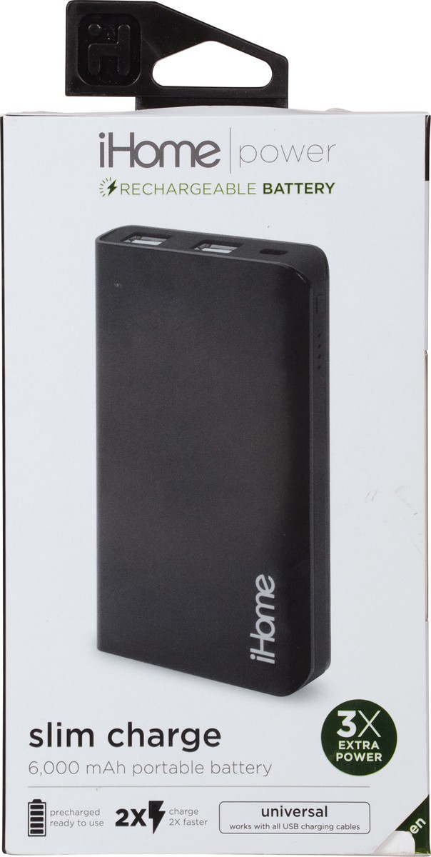 slide 4 of 9, iHome Power 6,000 mah Slim Charge Portable Battery 1 ea, 1 ct