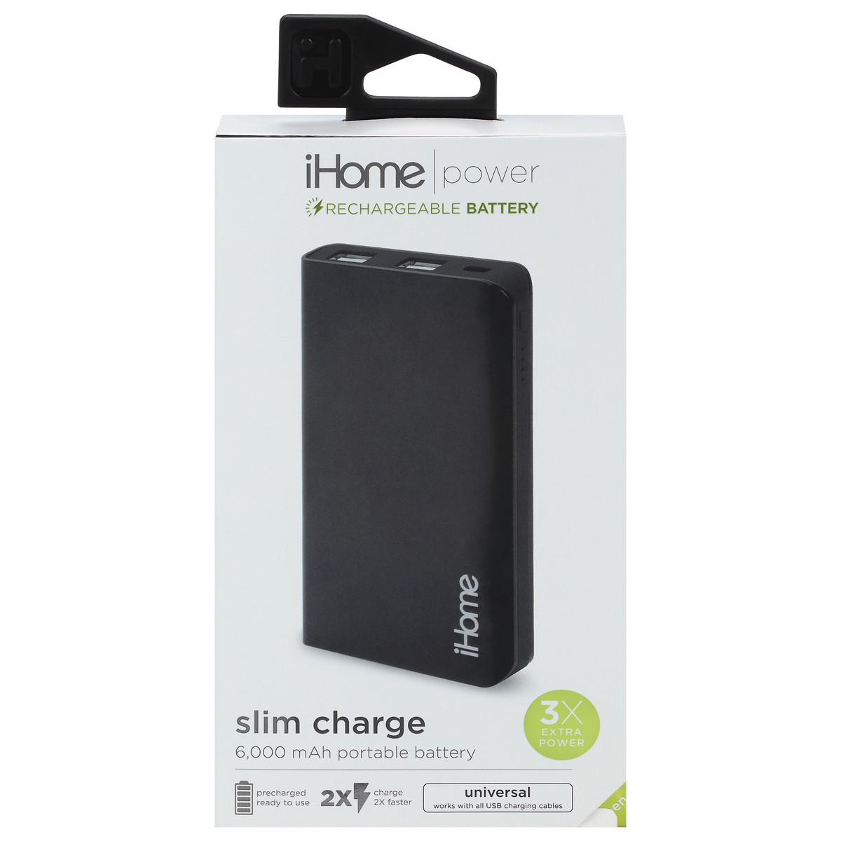slide 1 of 9, iHome Power 6,000 mah Slim Charge Portable Battery 1 ea, 1 ct
