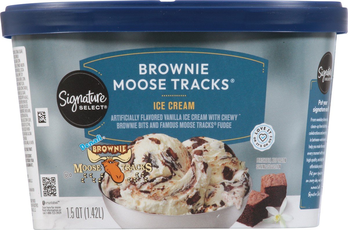 slide 8 of 12, Signature Select Brownie Moose Tracks Ice Cream 1.5 qt, 1.5 qt