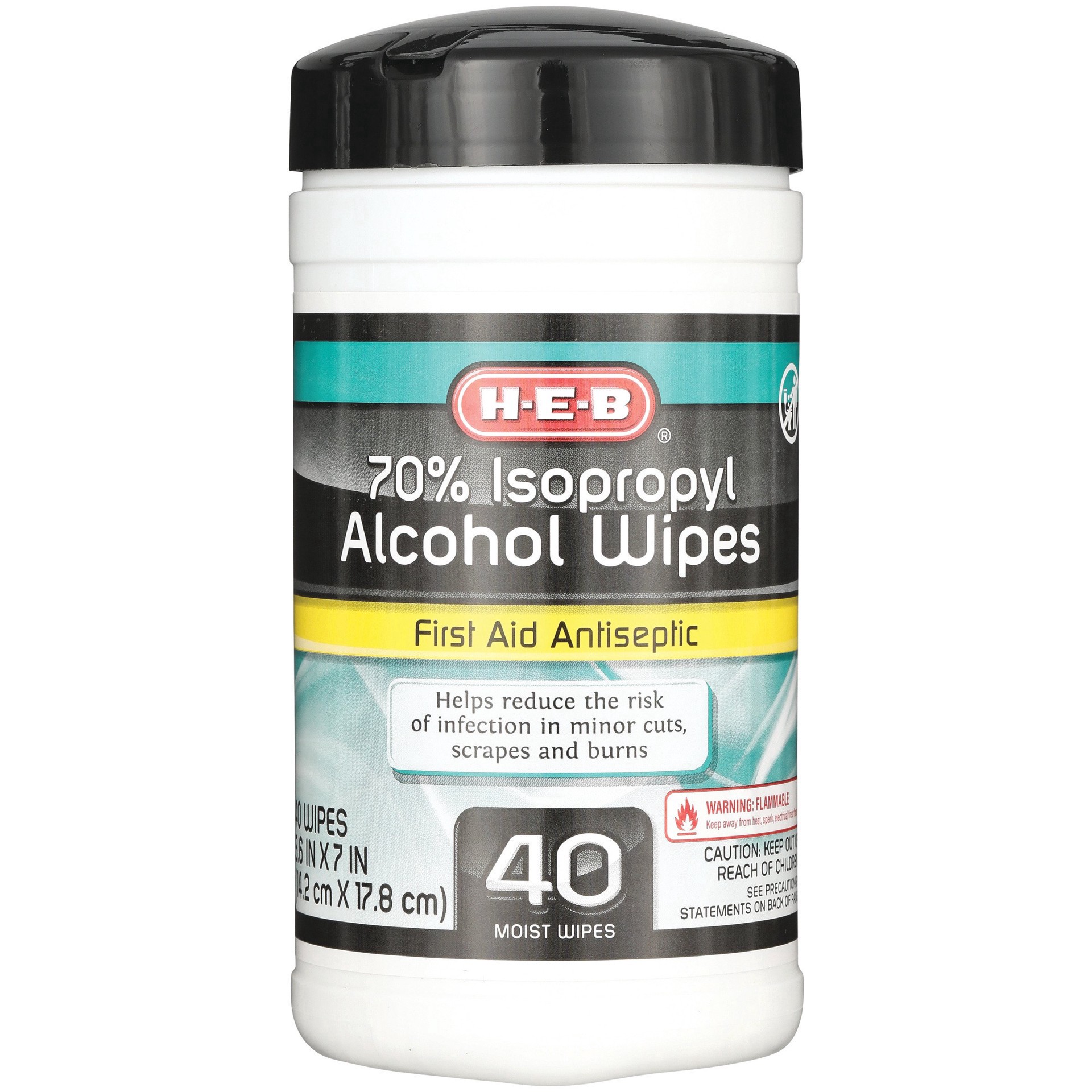 slide 1 of 1, H-E-B 70% Isopropyl Alcohol Wipes, 40 ct