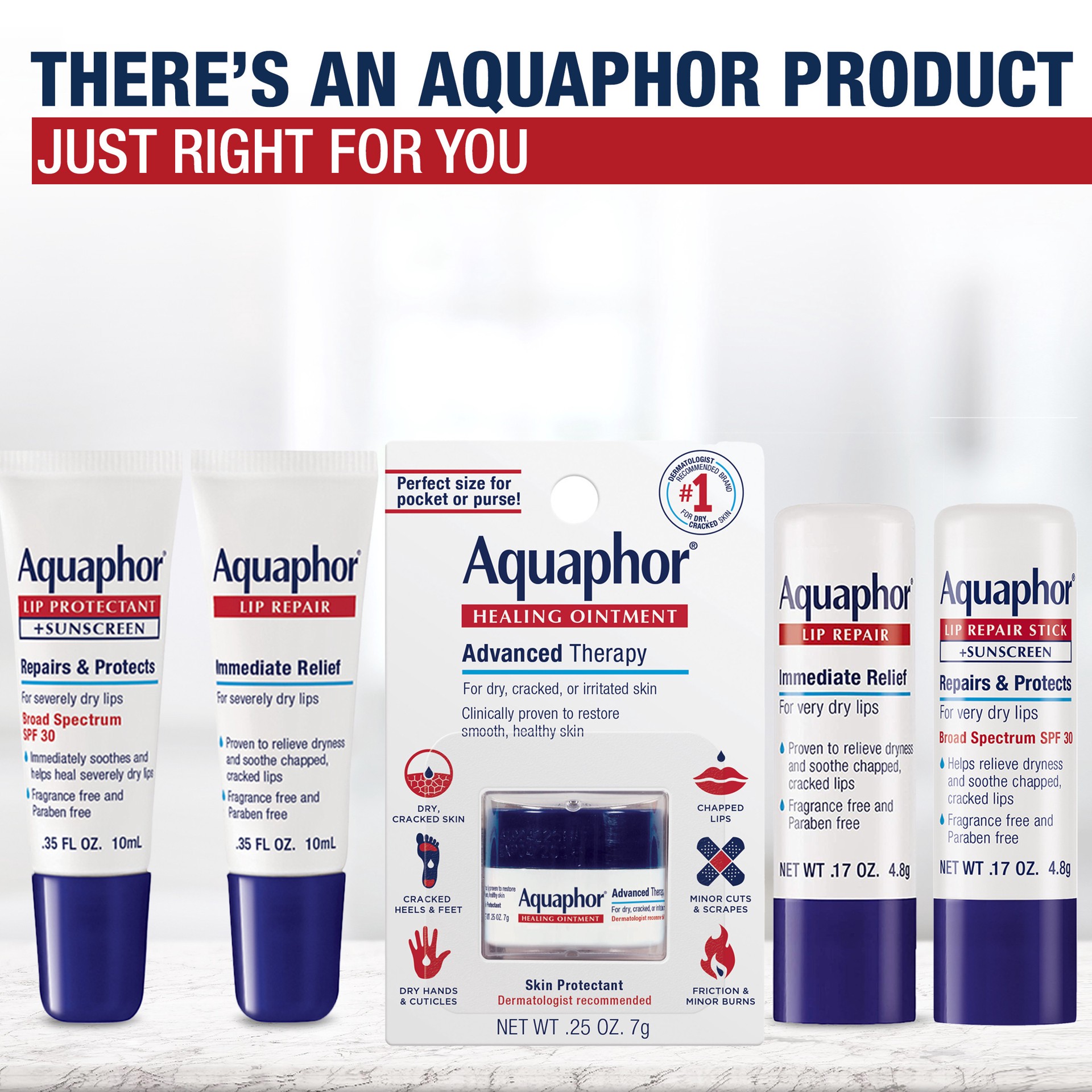 slide 5 of 5, Aquaphor Lip Repair .35 fl. oz. Loose Tube, 1 ct