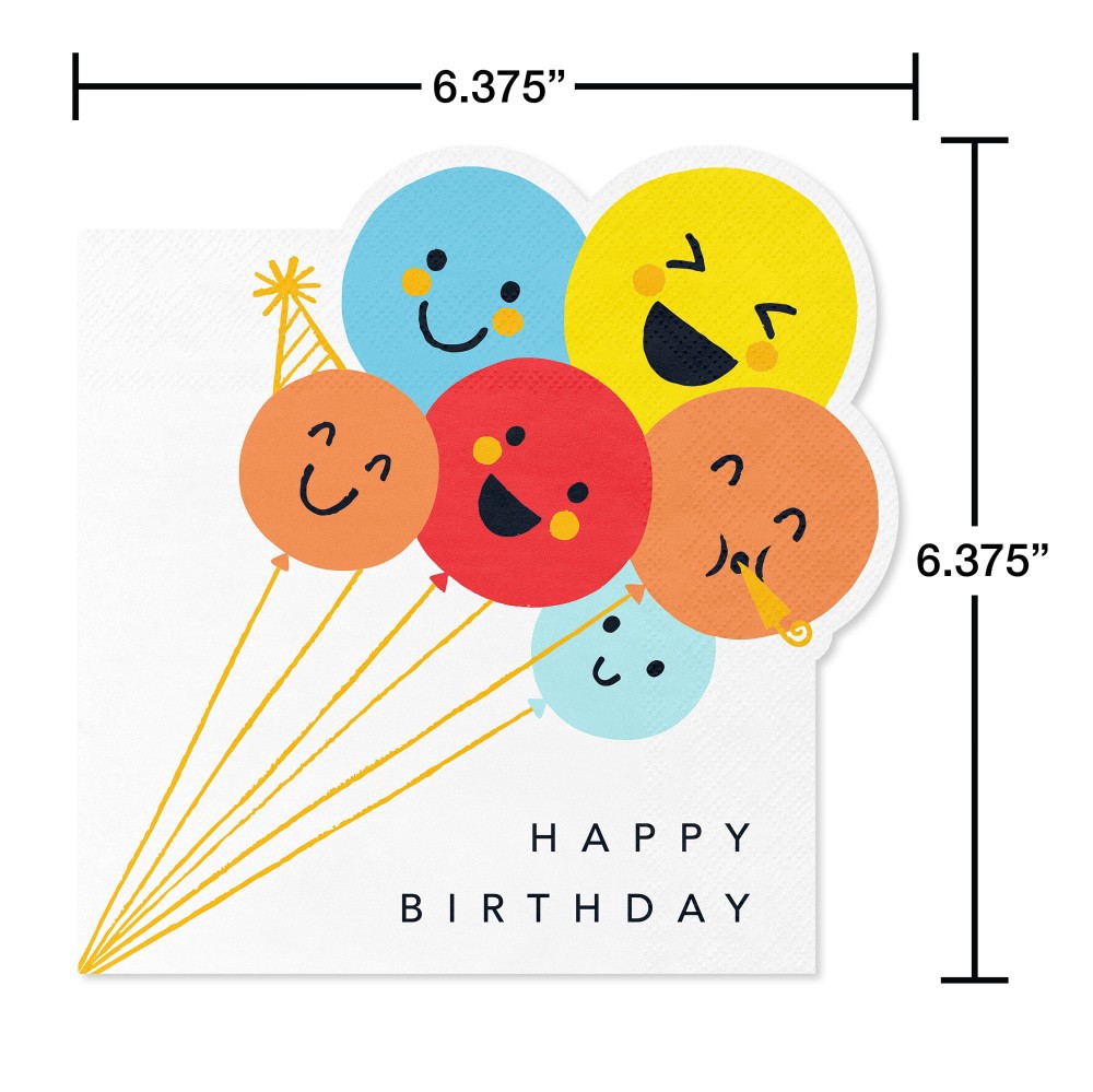 slide 3 of 3, American Greetings Birthday Lunch Napkins - Smiley Balloons, 20 ct