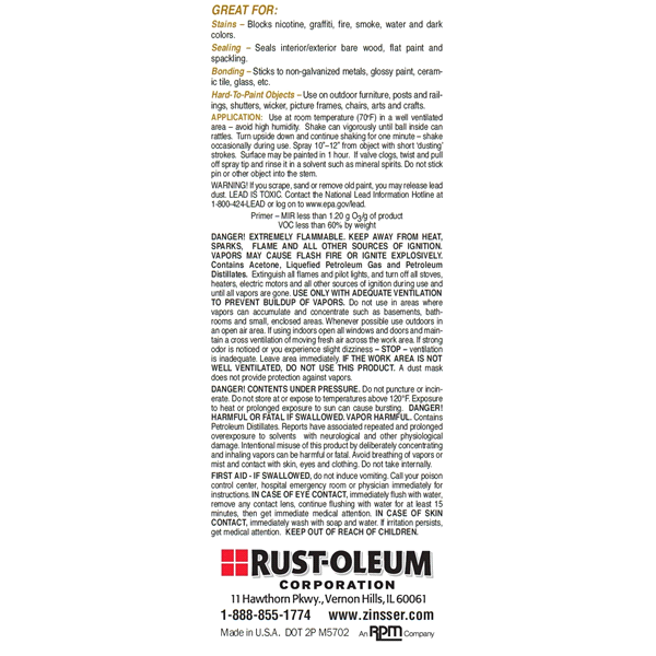 slide 3 of 5, Zinsser Rust Olm Cover Stain Primer, 13 oz