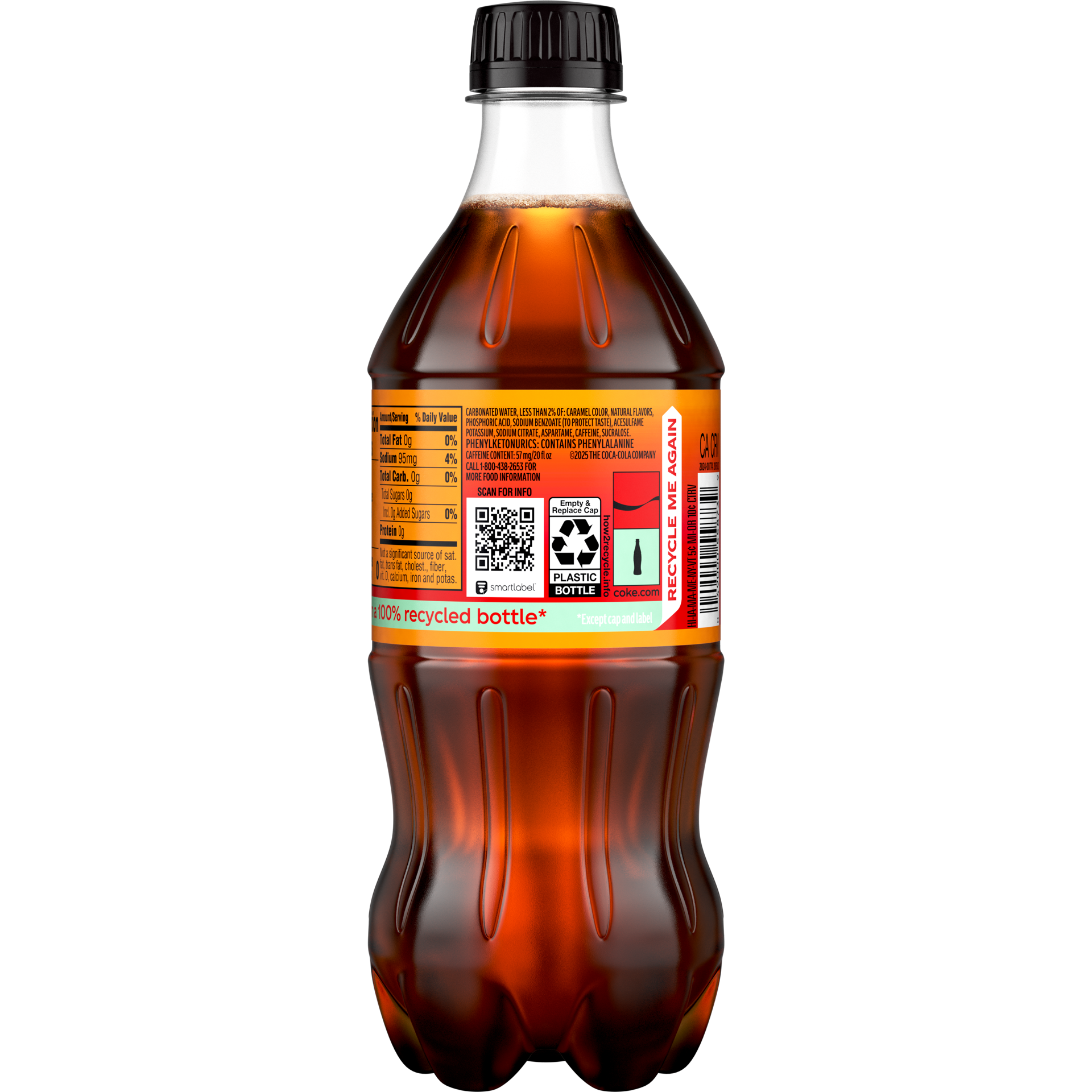 slide 4 of 5, Coca-Cola Zero Sugar Orange Cream Soda, 20 oz. bottle, 20 fl oz