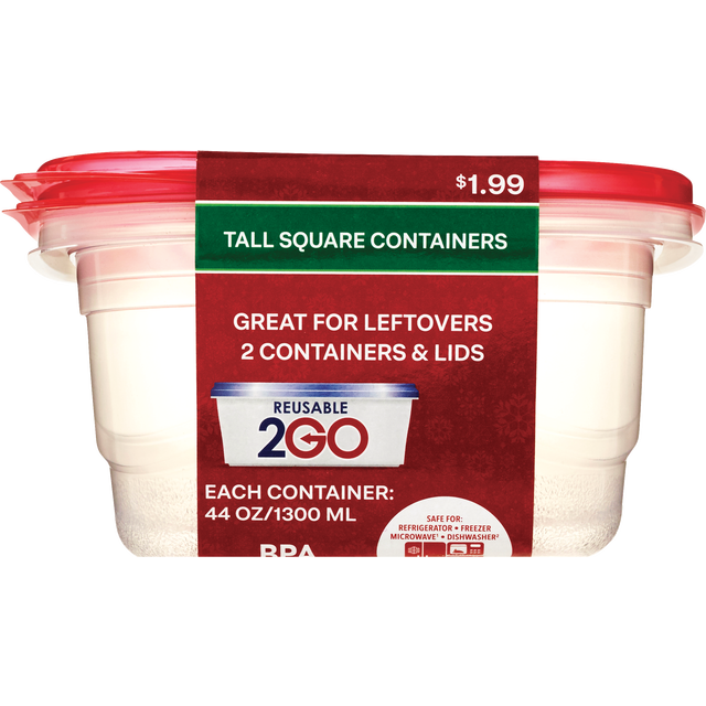 slide 1 of 1, Hs Tall Square Containers 2Pk, 2 ct