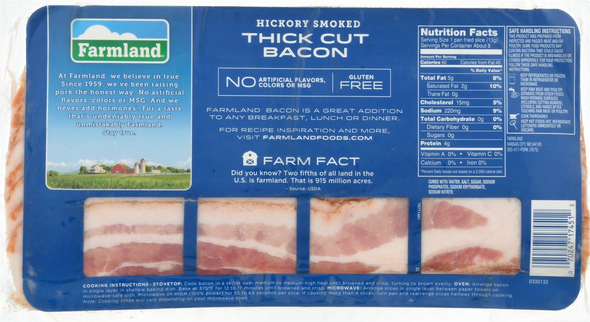 slide 6 of 9, Farmland Hickory Smoked Thick Cut Bacon 12 oz, 12 oz