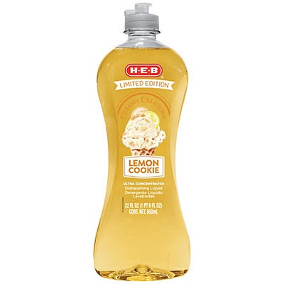 slide 1 of 1, H-E-B Limited Edition Ultra Concentrated Creamy Creations Lemon CookieDish Soap, 22 oz