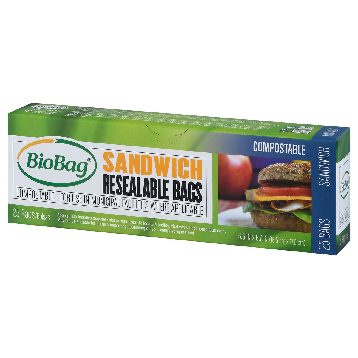 slide 2 of 11, BioBag Biogroupusa, Inc. Biobag Resealable Sandwich Bags, 25 ct