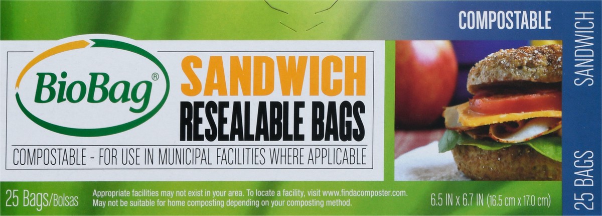 slide 5 of 11, BioBag Biogroupusa, Inc. Biobag Resealable Sandwich Bags, 25 ct