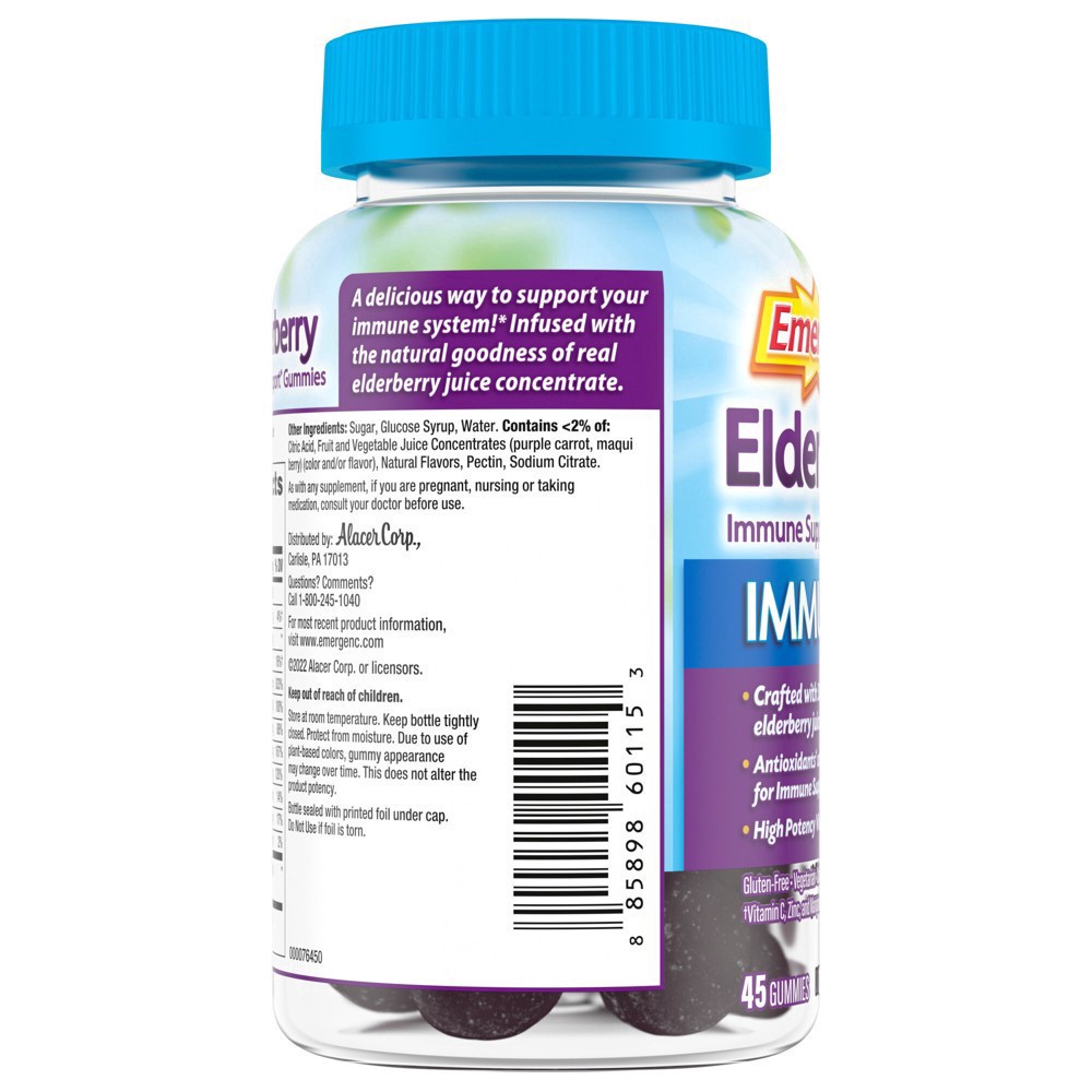 slide 2 of 7, Emergen-C Immune Plus Elderberry Immune Support Gummies 45 ea, 45 ct