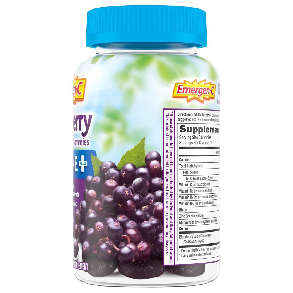 slide 3 of 7, Emergen-C Immune Plus Elderberry Immune Support Gummies 45 ea, 45 ct